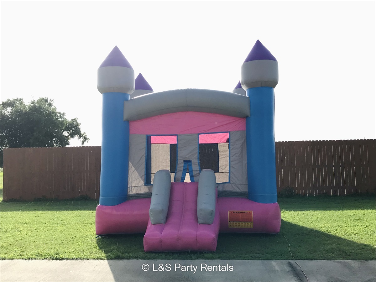 Pinkish Bounce House Best Party Rentals service in Texas L&S Party